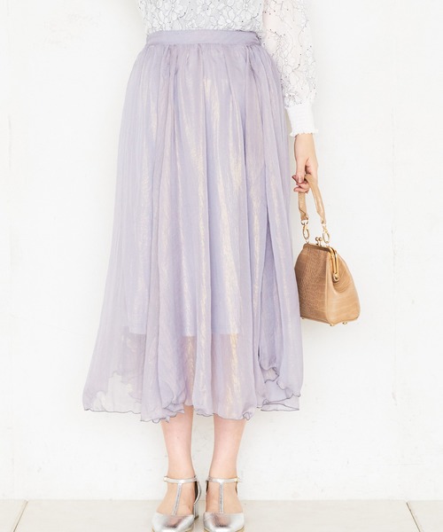 natural couture(ナチュラルクチュール)の「【WEB限定カラー有り】シアー箔スカート(スカート・レディース・サックスブルー/ミント/モカ/ライトベージュ/ラベンダー・FREE)」の19枚目の写真