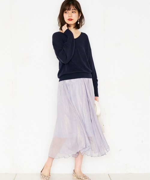 natural couture(ナチュラルクチュール)の「【WEB限定カラー有り】シアー箔スカート(スカート・レディース・サックスブルー/ミント/モカ/ライトベージュ/ラベンダー・FREE)」の16枚目の写真