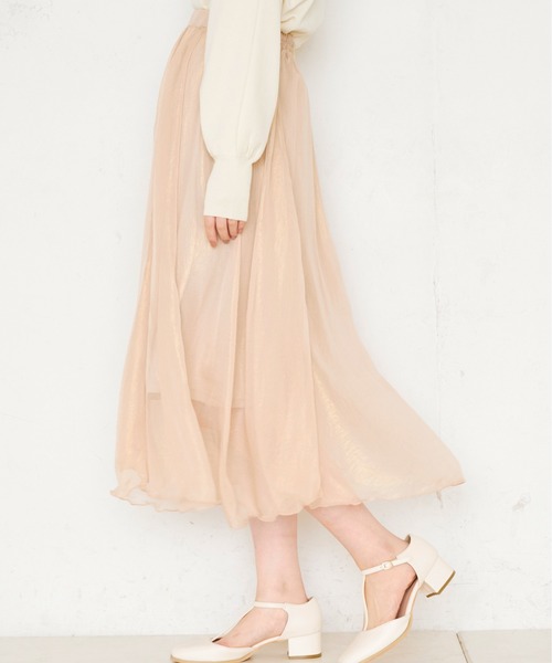 natural couture(ナチュラルクチュール)の「【WEB限定カラー有り】シアー箔スカート(スカート・レディース・サックスブルー/ミント/モカ/ライトベージュ/ラベンダー・FREE)」の14枚目の写真