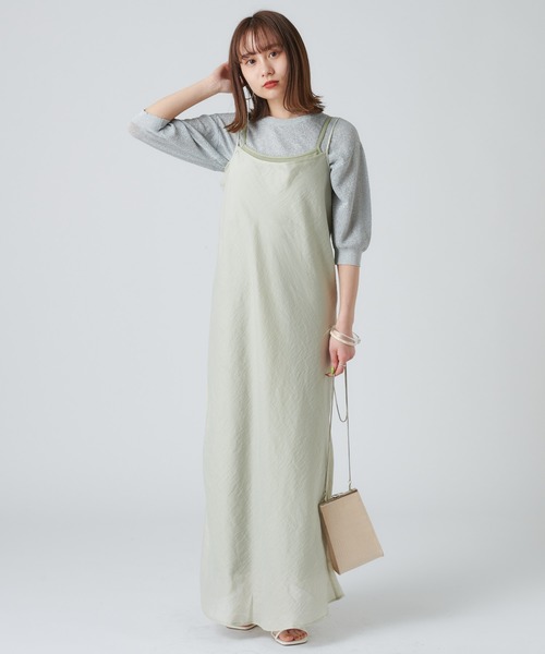 mystic（ミスティック）の「レイヤードキャミワンピース（ワンピース・レディース・ライトグレー/ブラック/グリーン/アイボリー・FREE）」の4枚目の写真