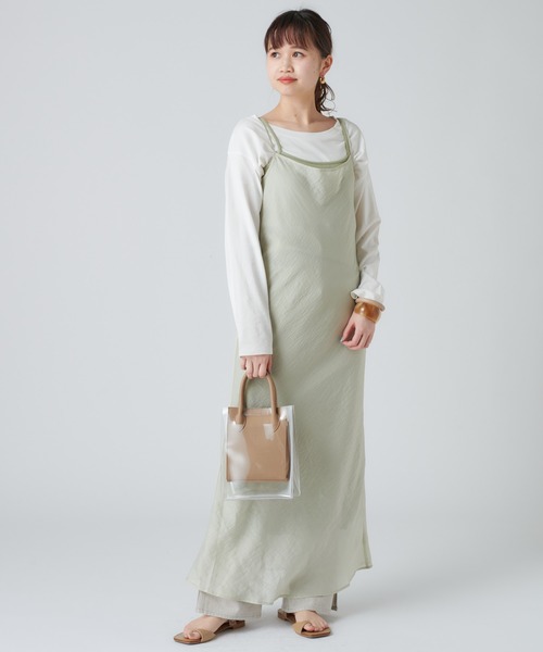 mystic（ミスティック）の「レイヤードキャミワンピース（ワンピース・レディース・ライトグレー/ブラック/グリーン/アイボリー・FREE）」の5枚目の写真