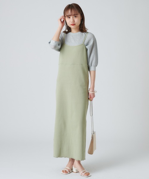 mystic（ミスティック）の「レイヤードキャミワンピース（ワンピース・レディース・ライトグレー/ブラック/グリーン/アイボリー・FREE）」の7枚目の写真