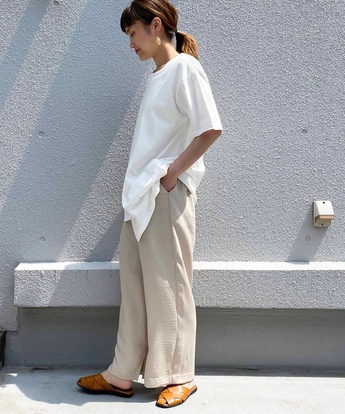 PICCIN(ピッチン)の「サイドスリット入りワイドパンツ(その他パンツ・レディース・キャメル/ベージュ/ネイビー・M/L)」の7枚目の写真