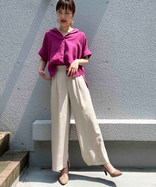 PICCIN(ピッチン)の「サイドスリット入りワイドパンツ(その他パンツ・レディース・キャメル/ベージュ/ネイビー・M/L)」の12枚目の写真