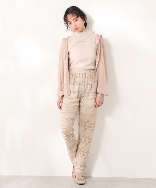 one after another NICE CLAUP（ワンアフターアナザーナイスクラップ）の「プチハイ刺繍テレコインナー（タンクトップ・レディース・オフホワイト/ベージュ/ピンクベージュ・FREE）」の18枚目の写真