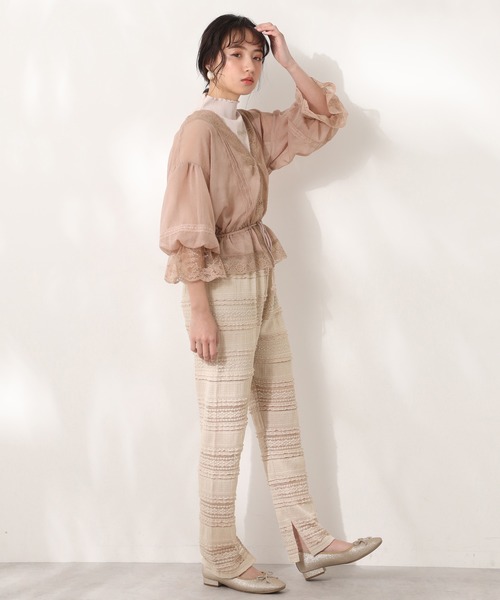 one after another NICE CLAUP（ワンアフターアナザーナイスクラップ）の「プチハイ刺繍テレコインナー（タンクトップ・レディース・オフホワイト/ベージュ/ピンクベージュ・FREE）」の19枚目の写真