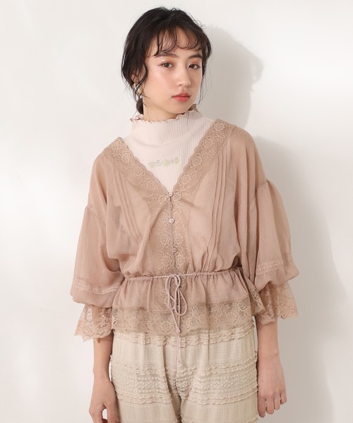 one after another NICE CLAUP（ワンアフターアナザーナイスクラップ）の「プチハイ刺繍テレコインナー（タンクトップ・レディース・オフホワイト/ベージュ/ピンクベージュ・FREE）」の16枚目の写真