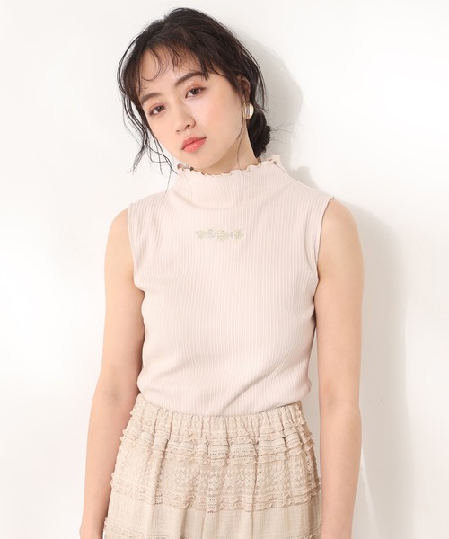 one after another NICE CLAUP（ワンアフターアナザーナイスクラップ）の「プチハイ刺繍テレコインナー（タンクトップ・レディース・オフホワイト/ベージュ/ピンクベージュ・FREE）」の14枚目の写真