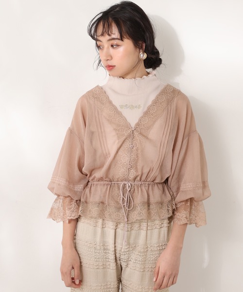 one after another NICE CLAUP（ワンアフターアナザーナイスクラップ）の「プチハイ刺繍テレコインナー（タンクトップ・レディース・オフホワイト/ベージュ/ピンクベージュ・FREE）」の17枚目の写真