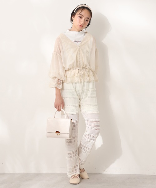 one after another NICE CLAUP（ワンアフターアナザーナイスクラップ）の「プチハイ刺繍テレコインナー（タンクトップ・レディース・オフホワイト/ベージュ/ピンクベージュ・FREE）」の8枚目の写真