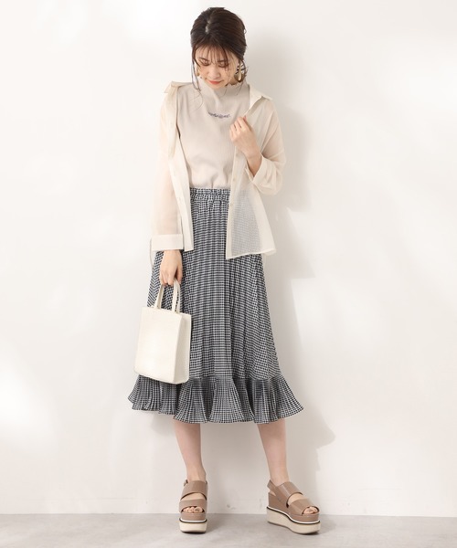 one after another NICE CLAUP（ワンアフターアナザーナイスクラップ）の「プチハイ刺繍テレコインナー（タンクトップ・レディース・オフホワイト/ベージュ/ピンクベージュ・FREE）」の11枚目の写真