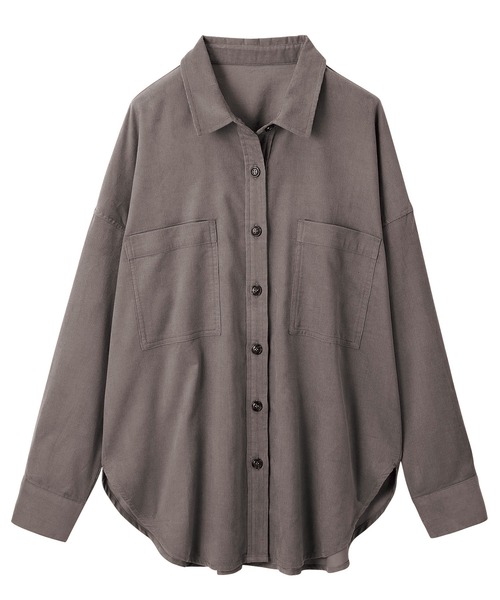 GeeRA(ジーラ)の「綿100%コーデュロイCPOシャツ(シャツ/ブラウス・レディース・アイボリー/モカ・SMALL/LARGE/X-LARGE/XX-LARGE)」の4枚目の写真