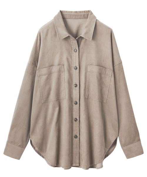 GeeRA(ジーラ)の「綿100%コーデュロイCPOシャツ(シャツ/ブラウス・レディース・アイボリー/モカ・SMALL/LARGE/X-LARGE/XX-LARGE)」の5枚目の写真