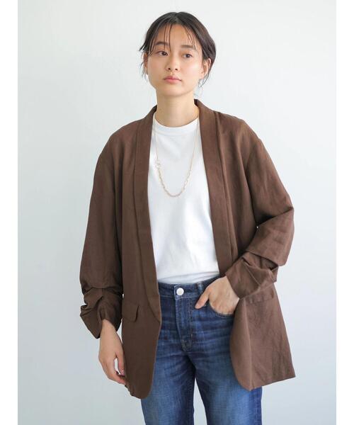 AMERICAN HOLIC(アメリカンホリック)の「リネンブレンドジャケット(テーラードジャケット・レディース・ベージュ/ブラウン・MEDIUM/LARGE)」の21枚目の写真