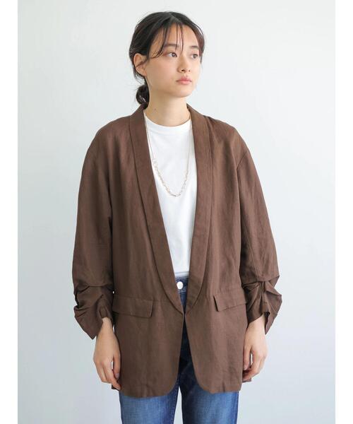 AMERICAN HOLIC(アメリカンホリック)の「リネンブレンドジャケット(テーラードジャケット・レディース・ベージュ/ブラウン・MEDIUM/LARGE)」の22枚目の写真