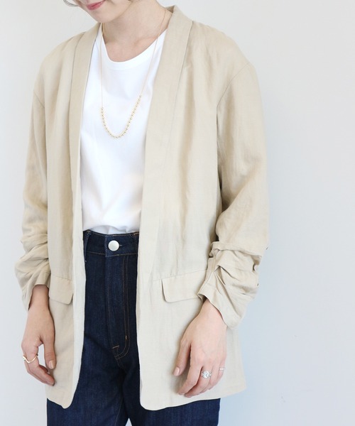 AMERICAN HOLIC(アメリカンホリック)の「リネンブレンドジャケット(テーラードジャケット・レディース・ベージュ/ブラウン・MEDIUM/LARGE)」の19枚目の写真