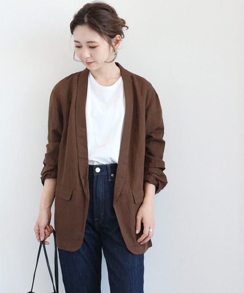 AMERICAN HOLIC(アメリカンホリック)の「リネンブレンドジャケット(テーラードジャケット・レディース・ベージュ/ブラウン・MEDIUM/LARGE)」の13枚目の写真