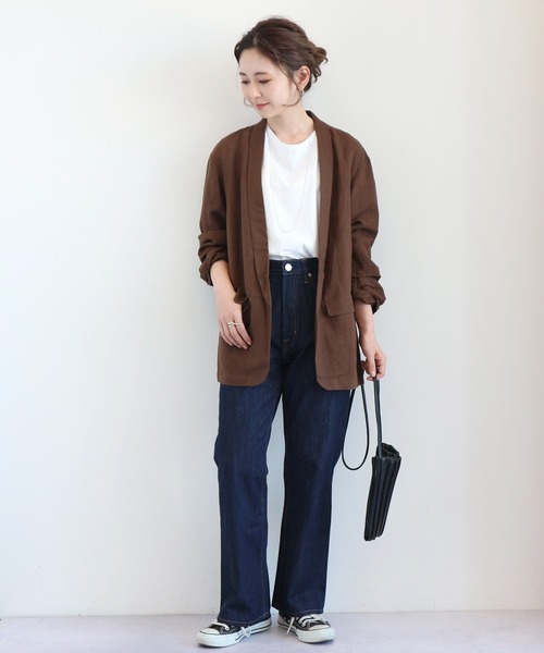 AMERICAN HOLIC(アメリカンホリック)の「リネンブレンドジャケット(テーラードジャケット・レディース・ベージュ/ブラウン・MEDIUM/LARGE)」の14枚目の写真