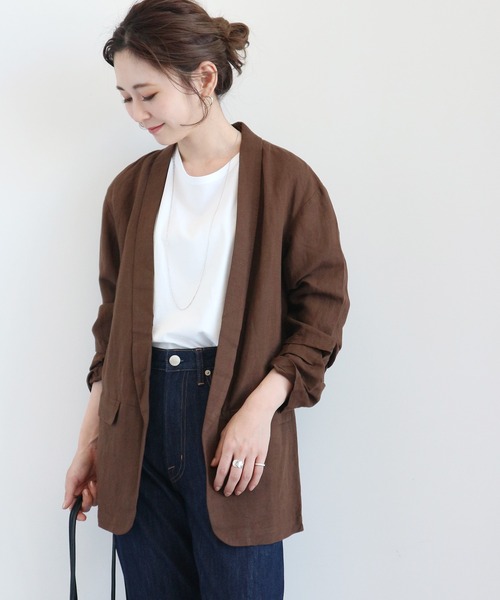 AMERICAN HOLIC(アメリカンホリック)の「リネンブレンドジャケット(テーラードジャケット・レディース・ベージュ/ブラウン・MEDIUM/LARGE)」の11枚目の写真