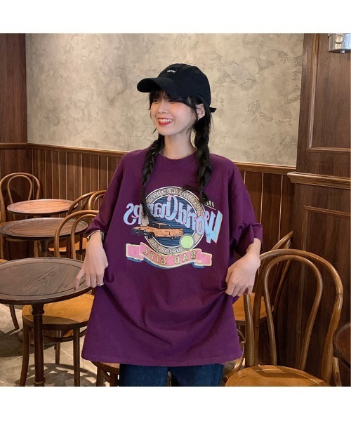 DEVICE(デバイス)の「ヴィンテージ car プリント ビッグシルエット 韓国 ストリート y2k 古着風 プリント 半袖 Tシャツ(Tシャツ/カットソー・レディース・ホワイト/パープル/ブルー/ブラック・FREE)」の7枚目の写真