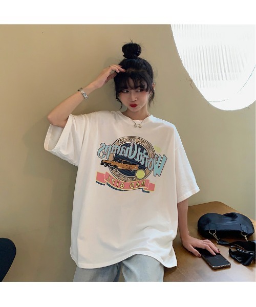 DEVICE(デバイス)の「ヴィンテージ car プリント ビッグシルエット 韓国 ストリート y2k 古着風 プリント 半袖 Tシャツ(Tシャツ/カットソー・レディース・ホワイト/パープル/ブルー/ブラック・FREE)」の14枚目の写真