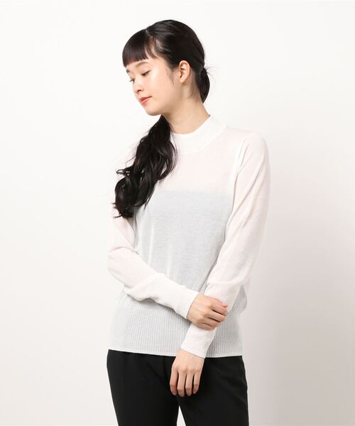 KOBE LETTUCE（コウベレタス）の「[ 2点セット ] シアータートル＋サテンキャミソール（ニット/セーター・レディース・ブラック/グレイッシュベージュ/オフホワイト・FREE）」の6枚目の写真