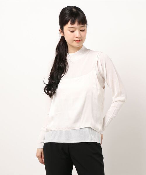 KOBE LETTUCE（コウベレタス）の「[ 2点セット ] シアータートル＋サテンキャミソール（ニット/セーター・レディース・ブラック/グレイッシュベージュ/オフホワイト・FREE）」の15枚目の写真