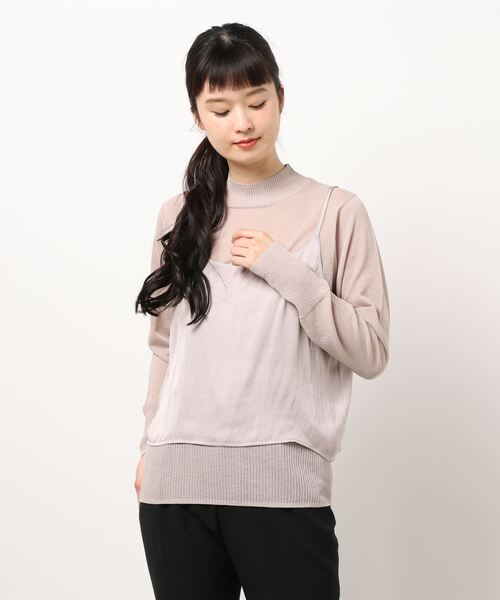 KOBE LETTUCE（コウベレタス）の「[ 2点セット ] シアータートル＋サテンキャミソール（ニット/セーター・レディース・ブラック/グレイッシュベージュ/オフホワイト・FREE）」の16枚目の写真