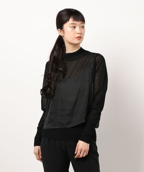 KOBE LETTUCE（コウベレタス）の「[ 2点セット ] シアータートル＋サテンキャミソール（ニット/セーター・レディース・ブラック/グレイッシュベージュ/オフホワイト・FREE）」の17枚目の写真