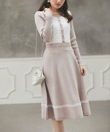 tocco closet | パール付きレース装飾配色ニットワンピース≪tocco closet luxe≫(ワンピース)