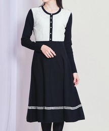 tocco closet | パール付きレース装飾配色ニットワンピース≪tocco closet luxe≫(ワンピース)