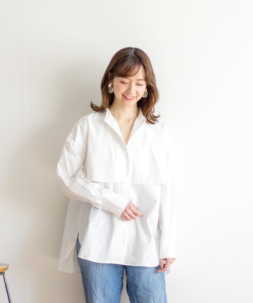 White Collection（ホワイトコレクション）の「ZOZOTOWN限定アイテム！【2021SS新作】 ヨークティアードデザインシャツブラウス（シャツ/ブラウス・レディース・ホワイト/ライトグレー/ブラック/ベージュ/サックスブルー・FREE）」の10枚目の写真