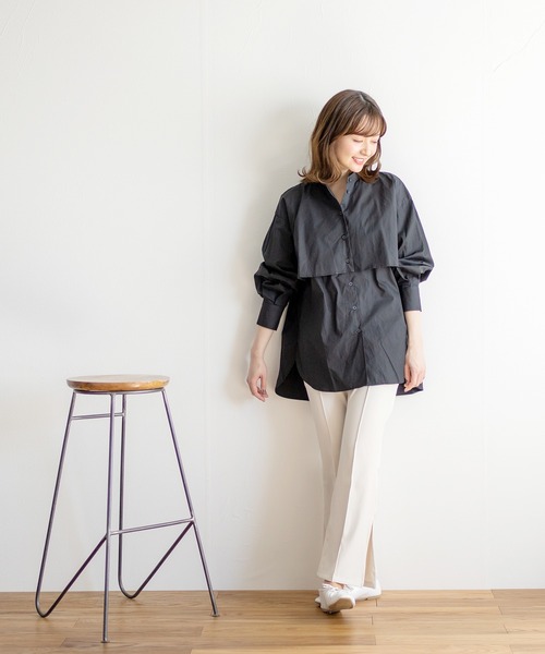 White Collection（ホワイトコレクション）の「ZOZOTOWN限定アイテム！【2021SS新作】 ヨークティアードデザインシャツブラウス（シャツ/ブラウス・レディース・ホワイト/ライトグレー/ブラック/ベージュ/サックスブルー・FREE）」の8枚目の写真