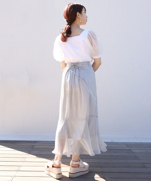 one after another NICE CLAUP（ワンアフターアナザーナイスクラップ）の「シアードットスリーブテレコトップス（Tシャツ/カットソー・レディース・オフホワイト/モカ/ミント/ブラック/グレー・FREE）」の22枚目の写真