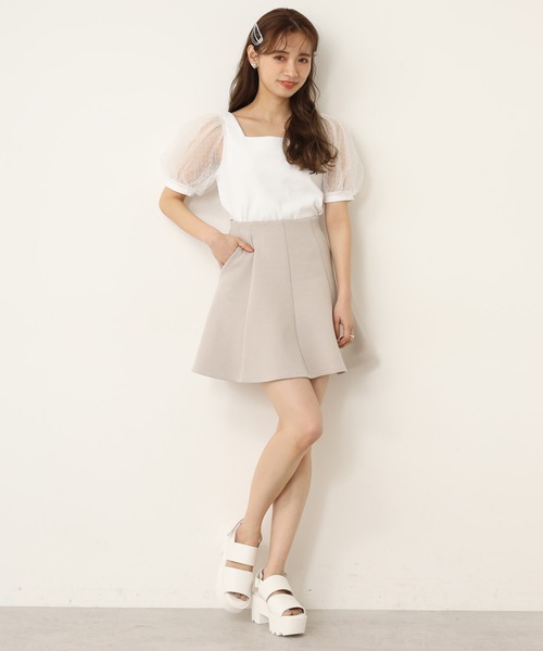 one after another NICE CLAUP（ワンアフターアナザーナイスクラップ）の「シアードットスリーブテレコトップス（Tシャツ/カットソー・レディース・オフホワイト/モカ/ミント/ブラック/グレー・FREE）」の15枚目の写真