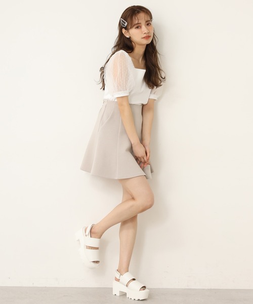 one after another NICE CLAUP（ワンアフターアナザーナイスクラップ）の「シアードットスリーブテレコトップス（Tシャツ/カットソー・レディース・オフホワイト/モカ/ミント/ブラック/グレー・FREE）」の16枚目の写真