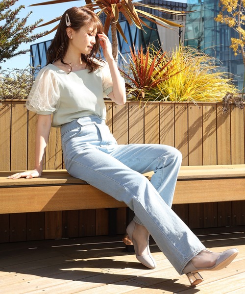 one after another NICE CLAUP（ワンアフターアナザーナイスクラップ）の「シアードットスリーブテレコトップス（Tシャツ/カットソー・レディース・オフホワイト/モカ/ミント/ブラック/グレー・FREE）」の9枚目の写真