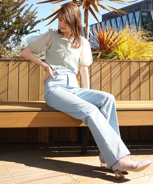 one after another NICE CLAUP（ワンアフターアナザーナイスクラップ）の「シアードットスリーブテレコトップス（Tシャツ/カットソー・レディース・オフホワイト/モカ/ミント/ブラック/グレー・FREE）」の10枚目の写真