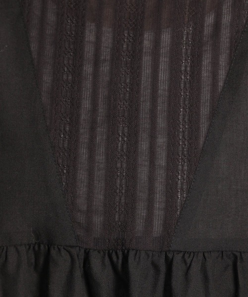 niko and...（ニコアンド）の「スタンドネックレース切り替えブラウス（シャツ/ブラウス・レディース・ブラック/オフホワイト/ライトグリーン・FREE）」の9枚目の写真