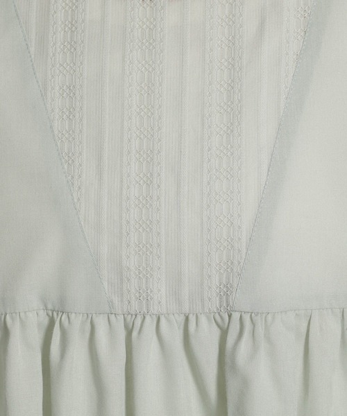 niko and...（ニコアンド）の「スタンドネックレース切り替えブラウス（シャツ/ブラウス・レディース・ブラック/オフホワイト/ライトグリーン・FREE）」の6枚目の写真