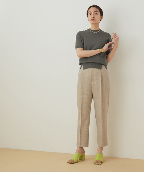 ADAM ET ROPE'(アダムエロペ)の「コットンシルクニットT(Tシャツ/カットソー・レディース・スミクロ/ベージュ系その他/ライトグリーン・FREE)」の14枚目の写真
