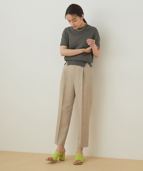 ADAM ET ROPE'(アダムエロペ)の「コットンシルクニットT(Tシャツ/カットソー・レディース・スミクロ/ベージュ系その他/ライトグリーン・FREE)」の9枚目の写真