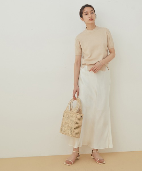 ADAM ET ROPE'(アダムエロペ)の「コットンシルクニットT(Tシャツ/カットソー・レディース・スミクロ/ベージュ系その他/ライトグリーン・FREE)」の13枚目の写真