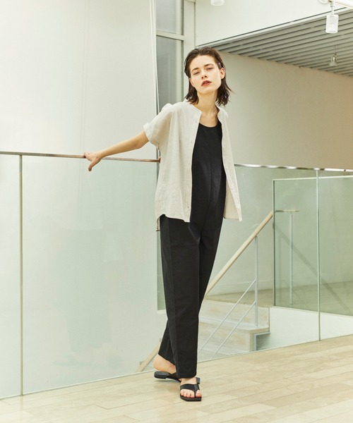 ReNorm(リノーム)の「リネン混クルーネックオールインワン(サロペット/オーバーオール・レディース・ブラック/キナリ・M/S)」の11枚目の写真