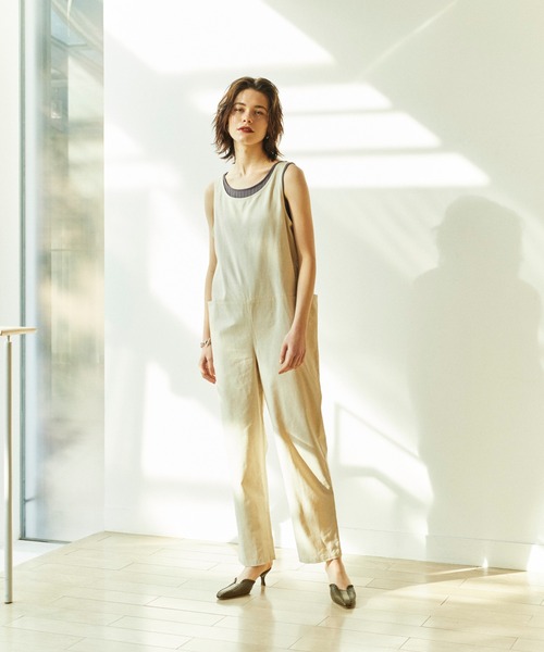 ReNorm(リノーム)の「リネン混クルーネックオールインワン(サロペット/オーバーオール・レディース・ブラック/キナリ・M/S)」の18枚目の写真