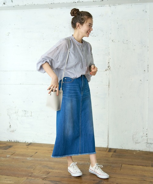 PUAL CE CIN（ピュアルセシン）の「【WEB限定】デニムマーメイドスカート（デニムスカート・レディース・ブラック/インディゴブルー・FREE）」の18枚目の写真