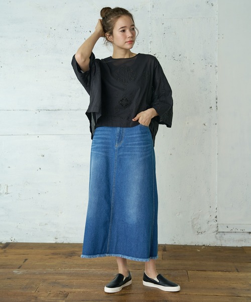 PUAL CE CIN（ピュアルセシン）の「【WEB限定】デニムマーメイドスカート（デニムスカート・レディース・ブラック/インディゴブルー・FREE）」の5枚目の写真