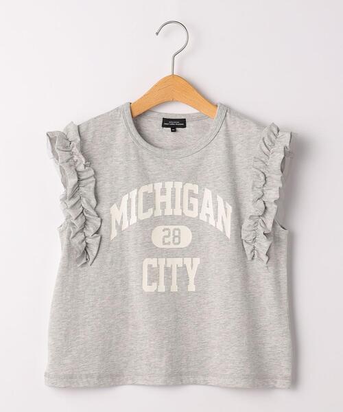 green label relaxing(グリーンレーベルリラクシング)の「【キッズ】カレッジロゴ フリル プルオーバー(Tシャツ/カットソー・キッズ・レッド/オフホワイト/グレー・105/115/135/125)」の9枚目の写真