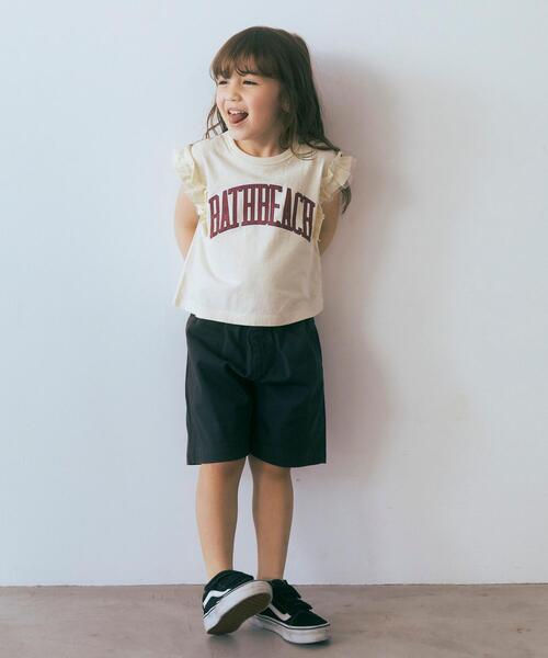 green label relaxing(グリーンレーベルリラクシング)の「【キッズ】カレッジロゴ フリル プルオーバー(Tシャツ/カットソー・キッズ・レッド/オフホワイト/グレー・105/115/135/125)」の10枚目の写真