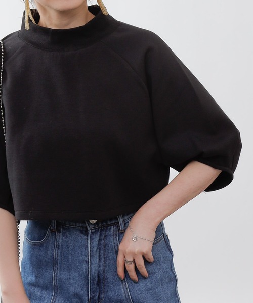 COLONY 2139(コロニートゥーワンスリーナイン)の「エアリーダンボールショート丈プルオーバー(Tシャツ/カットソー・レディース・オフホワイト/ブラック/サックスブルー・FREE)」の2枚目の写真